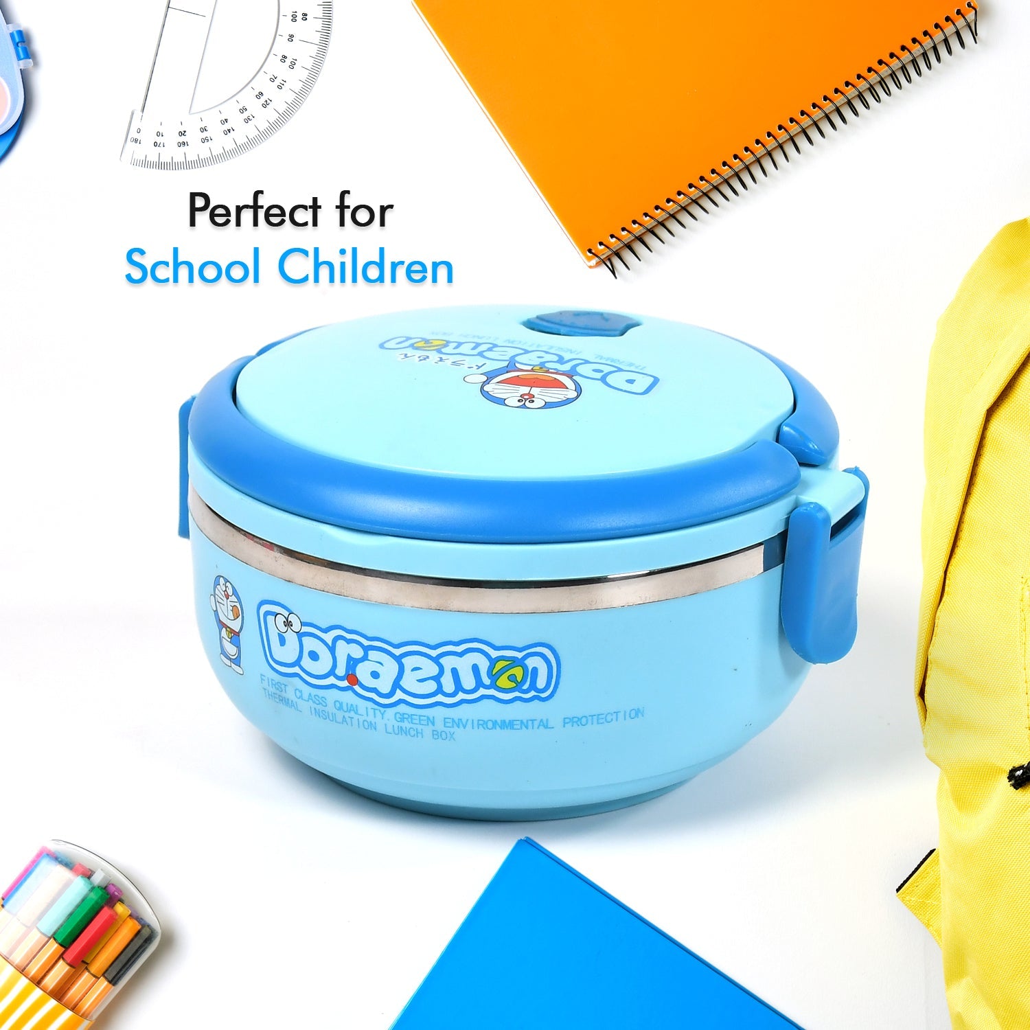 2874A Single Layer Doraemon Steel Lunch Box High Quality Premium Lunch Box For Office & School Use DeoDap 2874A Single Layer Doraemon Steel Lunch Box High Quality Premium Lunch Box For Office & School Use DeoDap